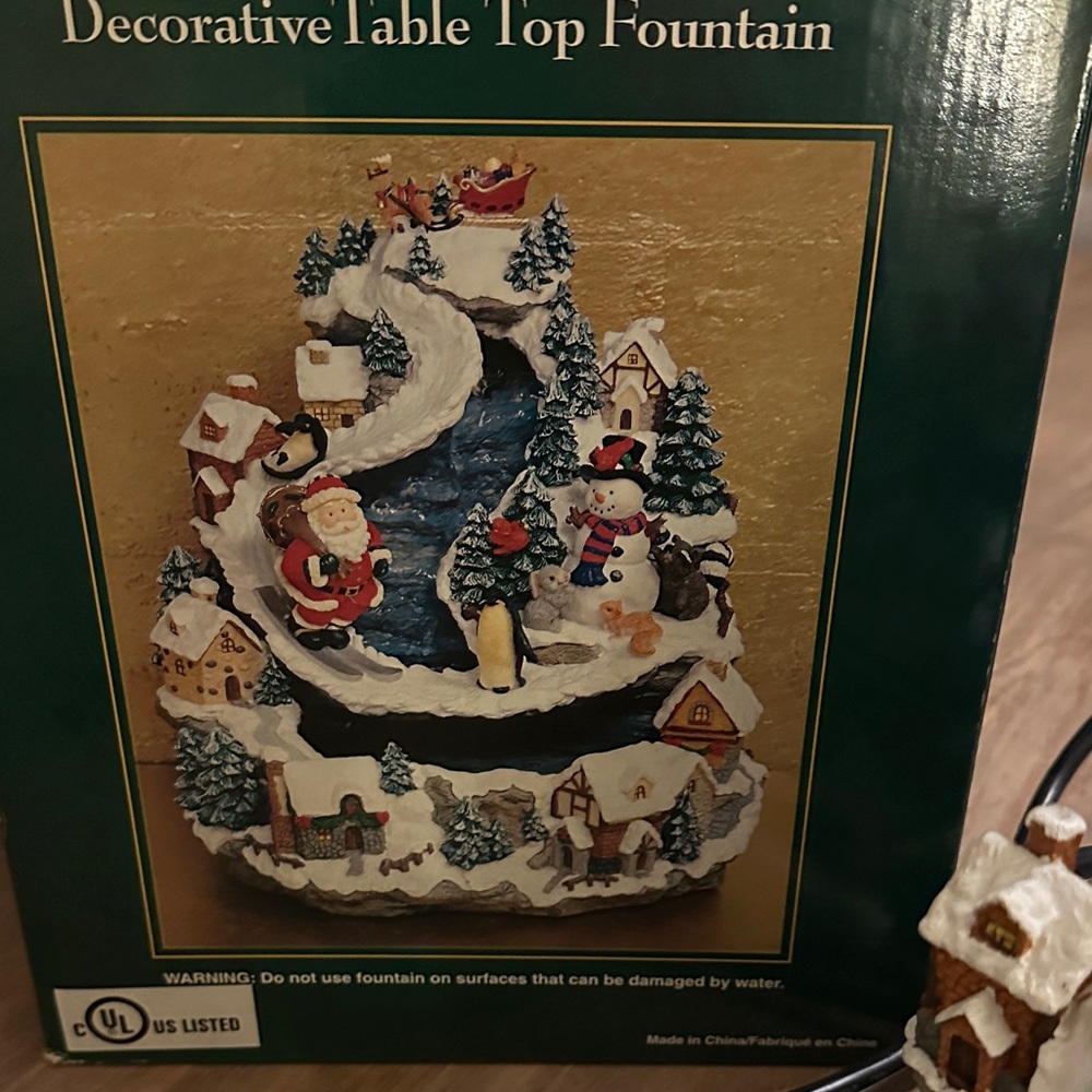 Holiday Tabletop Fountain with Santa and Snowman